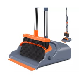 Undisclosed kelamayi Upgrade Broom and Dustpan Set, Self-Cleaning with Dustpan Teeth, Indoor