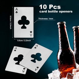 uxcell 10Pcs Ace of Clubs Bottle Opener, Stainless Steel Credit Card Size Beer Bottle Opener for Wallet Pocket, Can Cap Openers for Wedding Party Bridal Shower Present, Silver