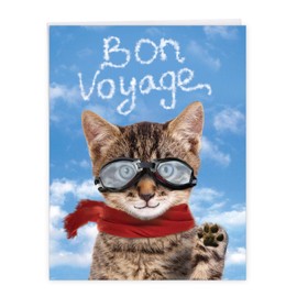 NobleWorks, Goodbye Cat - Jumbo Bon Voyage Greeting Card from All of Us (8.5 x 11 Inch) - Vacation Farewell Card with Envelope J6856BVG-US