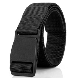 maikun Black Canvas Hiking Mens Elastic Belt, Mens Stretch Belts Waist Fully Adjustable, Length100cm