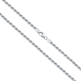Dacc & Aya 2mm Sterling Silver Rope Chain Women 26 Inch Sterling Silver Rope Chain Men 3mm Silver Rope Link Chain 925 1.5mm Rope Necklace 18 Inch Silver Braided Twist Chain 24 Inch