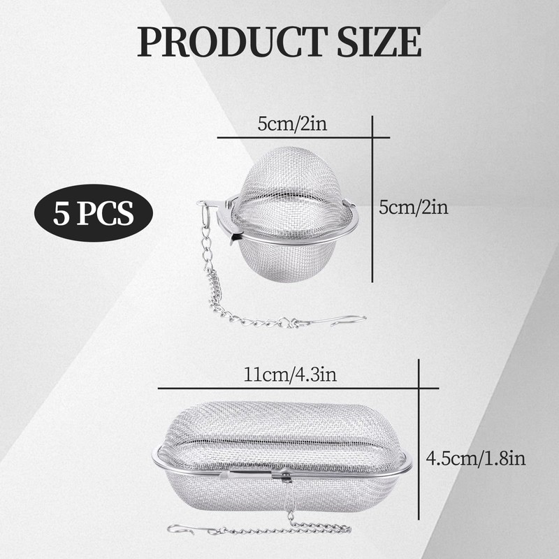 Mulaibdin 5 Pack Tea Strainer, Tea Infuser for Loose Tea,