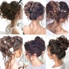 JIRFZUY Messy Bun Hair Scrunchie with Tendrils Tousled Updo Synthetic