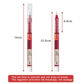 OFFCUP Liquid Ink Rollerball Pen, 12pcs Gel Ink Pens, 0.5mm Liquid Ink Ballpoint Gel Quick-Drying Pen Rollerball Pens Writing Pens for Notebook School & Office Accessories for Students Adults (Red)