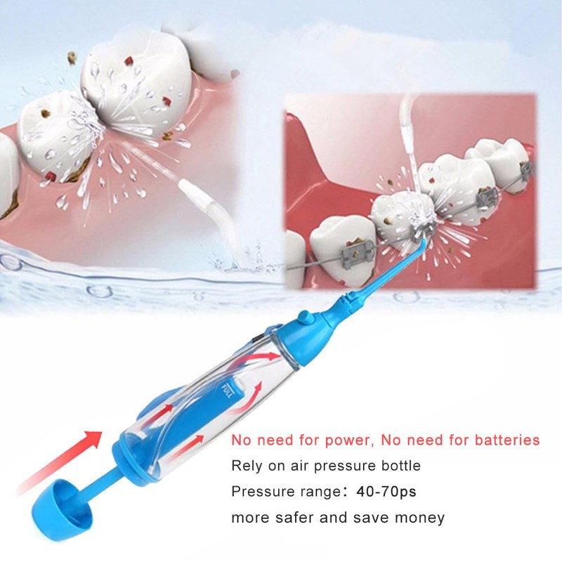 Portable Manual Water Dental Flosser – Non-Electric, Cordless Oral Irrigator