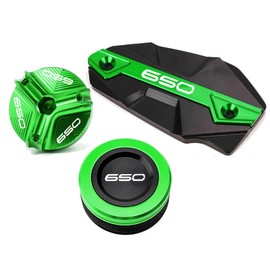 ZYAKOMO 3PCS Compatible with 2025 Ninja 650 Z650 Z 650 Versys 650 Vulcan s 650 Motorcycle Accessories CNC Rear Front Brake Fluid Reservoir Cover Cap Oil Filler Cap (Green)