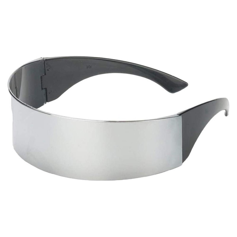 POFET Futuristic Narrow Cyclops Silver Color Mirrored Lens Visor Sunglasses