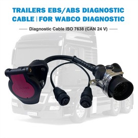 AMHTDOL ISO 7638 EBS/ABS Diagnostic Cable for Wabco Diagnostic Tools,ISO 7638 7 Pin(24V CAN) Socket Adapter Fits for Trailer & Heavy Duty Truck, Compatible with WABCO Scanner(Only Cable)