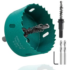 Qjaiune 2 3/4 Inch / 70mm Hole Saw with Arbor, 2.75 Inch Hole Saw HSS Bi-Metal Hole Cutter Smoothly Cutting in Cornhole Boards, Plastic, Wood, Fiberboard, Drywall