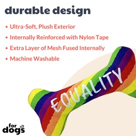 Huxley & Kent for Dogs | Pride Equality Bone (Large) | Rainbow Power Plush Dog Toy with Squeaker | Funny Dog Toy | Cute Dog Toy | H&K Squeaky Dog Toy