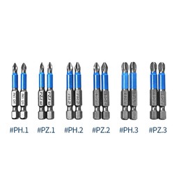 VOBOR Magnetic Screwdriver Bits Set - 12Pcs Anti-Slip Bits S2 Steel Electric Screw Driver Bits PZ1, PZ2, PZ3, PH1, PH2, PH3 for Impact Driver Screwdriver Drill