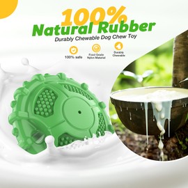 MASBRILL Indestructible Dog Toys for Aggressive Chewers, Squeaky Tough Chew Toy Long Lasting for Small Medium Large Breed, Milk Flavor Interactive Teething Toy for Dog Birthday Present, Green