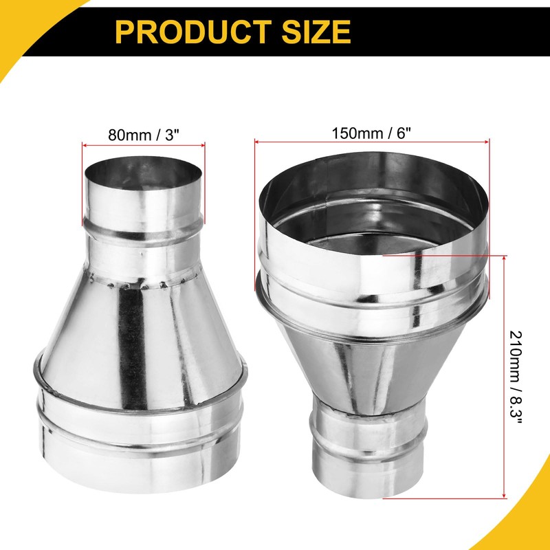 WORKBLESS 6 Inch to 3 Inch Duct Reducer Adapter, Galvanized