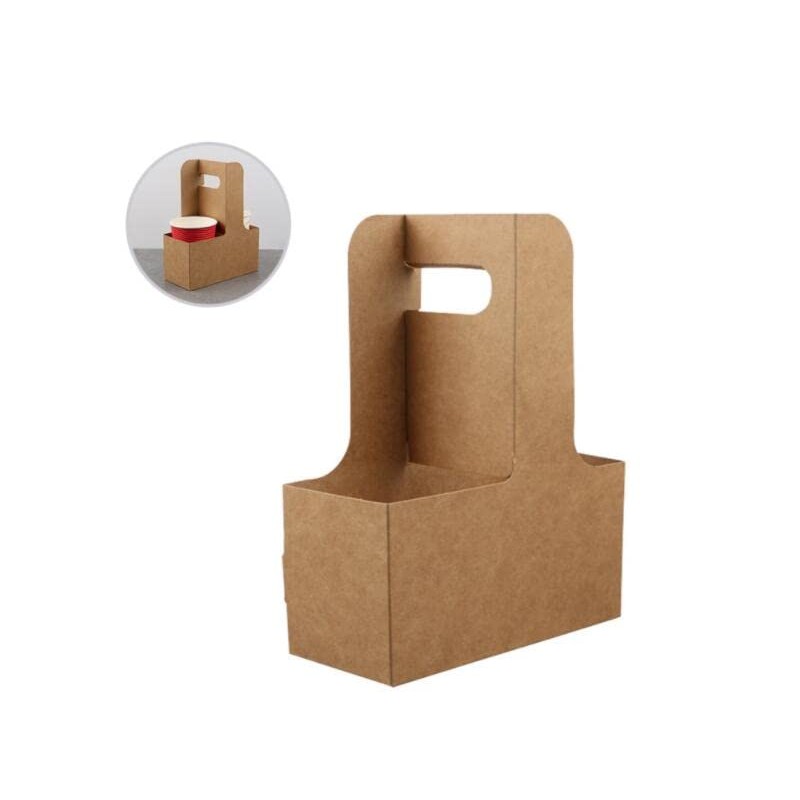 BATGXGO Drink Carrier Kraft Paper Cup Holder with Handle Takeout
