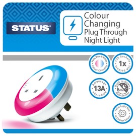 Status Dusk to Dawn Sensor Light | LED Auto Night Light Plug Through | Baby, Kids | Multi Colour UK Plug | Pink, Blue, White | SLEDCCPTNL1PK3
