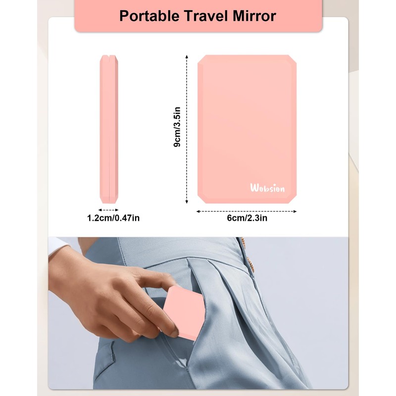 WOBSION Small Compact Mirror,1x/2x Travel Magnifying Mirror,2-Sided Handheld Portable Folding