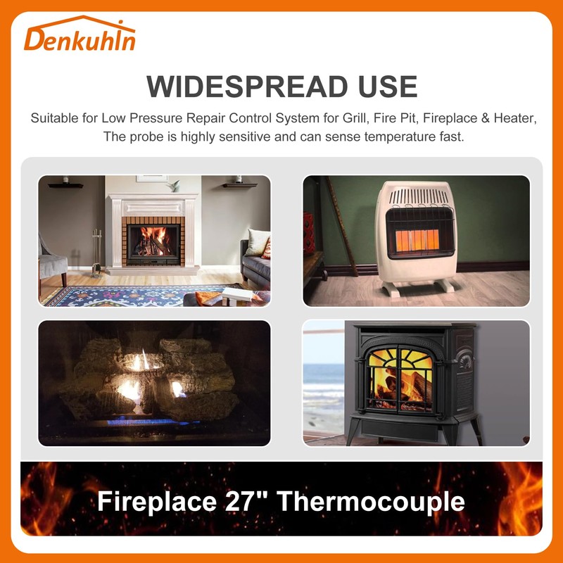 Denkuhin Heat-n-glo Heatilator Thermocouple 27" for Robertshaw Direct Vent Fireplace
