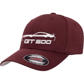 2020-23 Shelby GT500 Mustang Classic Outline Design Flexfit 6277 Athletic Baseball Fitted Hat Cap Maroon L/XL