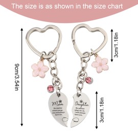 2pcs Mother Daughter Heart Keychain, Heart Shaped Matching Keychains Delicate Mother Keychain Mother's Gifts from Keychains for Mom