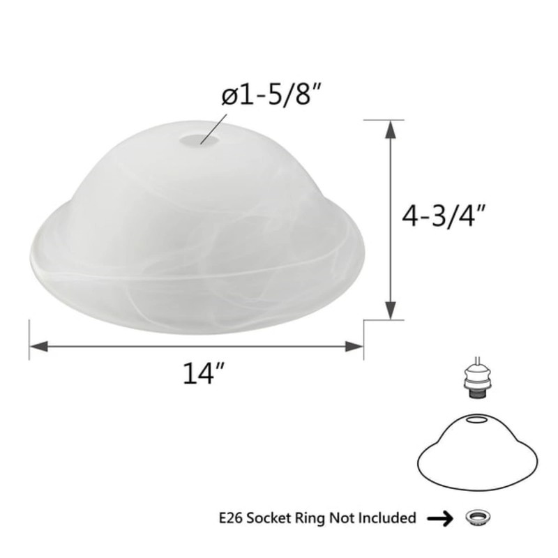 Aspen Creative 23510-11,Alabaster Replacement Glass Shade for Medium Base Socket