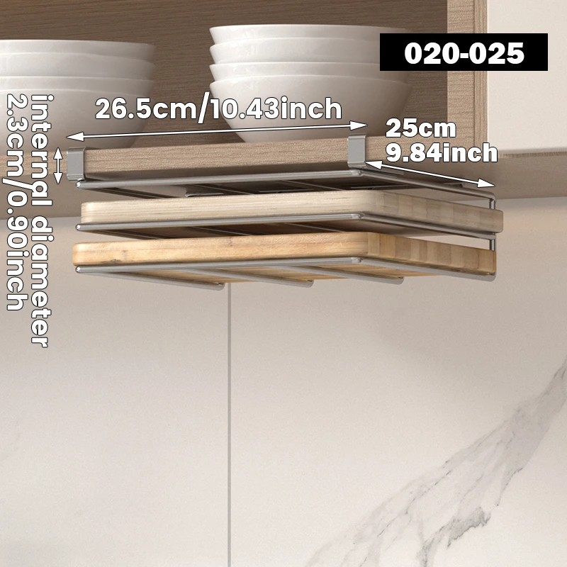 Stainless Steel Under-Cabinet Organizer for Kitchen Storage – Hanging Rack