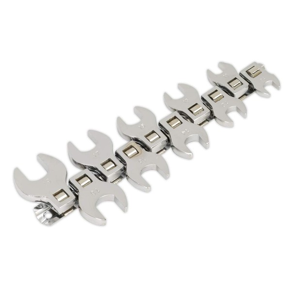 Siegen by Sealey Crow's Foot Open End Spanner Set 10pc 3/8"Sq Drive Metric,Silver - S0866
