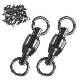 M METERXITY 30-Pack Ball Bearing Fishing Swivels, 3# 0.79In (20mm) Stainless Steel Lure Leader Line Connector for Fishing/Saltwater/Freshwater, High Strength Welded Ring [Black]