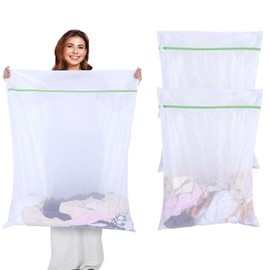 Set of 2 large laundry net for washing machine, laundry bag, large 60 x 90 cm, laundry net large with zip for curtains, coats, down jackets, carpets, sweaters, bed linen