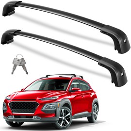 Wonderdriver Roof Rack Cross Bars 300lbs Compatible with 2018-2023 Hyundai Kona & Kona N & Kona Electric with Flush Side Rails,Heavy Duty Aluminum Lockable Roof Rails Crossbars Black Rooftop Luggage