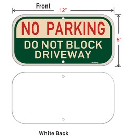 No Parking Do Not Block Driveway Sign 12 x 6 Inches Do Not Block Active Driveway Sign Metal Reflective Rust Aluminum Weatherproof Fade Resistant UV Protected Easy Mounting Indoor Outdoor Use 2 Pack