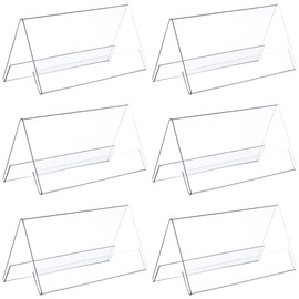 NUOLUX Conference Place Tags, V Shaped Name Card Holder, Acrylic Name Card Holder, Set of 6, Display, Sign Holder, Business Card Holder, Perfect for Store and Meetings, Price Displays and Menu