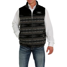 Cinch Men's Southwestern Stripe Concealed Carry Zip-Front Wool Vest Black X-Small