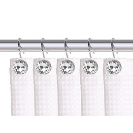 Utopia Alley Shower Hooks - Shower Curtain Rings for Bathroom - Rust Resistant Shower Curtain Hooks for Shower Curtain or Liner - Shower Curtain Rings with Crystal Design - Set of 12, Polished Chrome