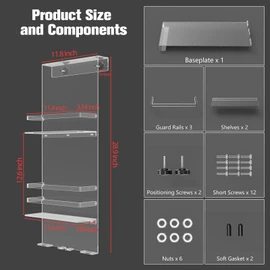 Nynelly Over The Door Shower Caddy, Acrylic Shower Caddy Shelf with Hooks, No Drilling Adjustable Hanging Shower Organizer for Bathroom Storage, Body Wash Shampoo Holder