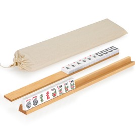 QUEENLINK 17 Inches Beechwood Mahjong Racks with Pushers Set of 4