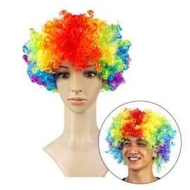 PMELCXD Funny Clown Curly Afro Wigs, Short Afro Kinky Curly Hair Wigs for Heat Resistant Wigs Soft Natural Looking Premium Synthetic Hair Wigs （colorful, II）