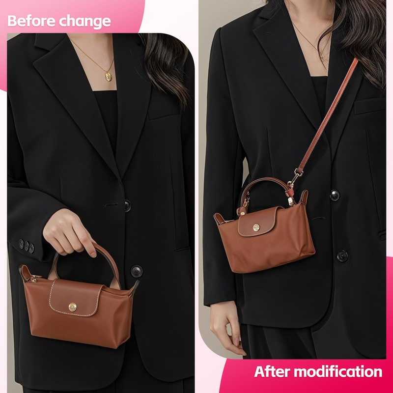 2 Pcs Strap Compatible with Longchamp Mini Bag, Adjustable Strap