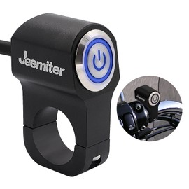 Universal 1" Motorcycle Handlebar Switch 12V 10A - CNC Aluminum Rocker Switch with Blue LED for Headlight & Accessories Control