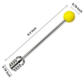 Stainless Steel Honey Dipper Stick 6.3 Inch Honey Wand Server for Honey Pot Dispense Drizzle Honey, Wedding Party Favors, Baby Shower (Yellow)