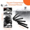 6 Pack Square Compressed Charcoal Pencils for Artists - Soft/Medium/Hard