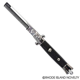 Rhode Island Novelty 9 Inch Stainless Steel Switch-Blade Combs Pack of 2