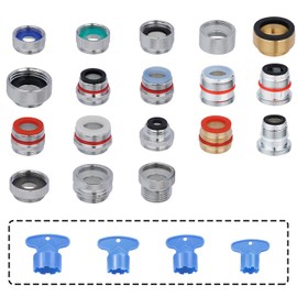 18pcs Faucet Adapter Kit - Brass Faucet Aerator Adapter Set Male Female Sink Faucet Adapter Converter to Garden Hose, Standard Hose in RV, Apply on Both Removable and Insert Aerator