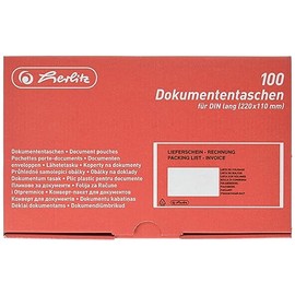 Herlitz 792705 Dokumententasche DL 100er Packung selbstklebend, rot/schwarz