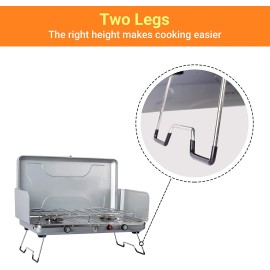 COASTRAIL Portable Propane Camping Stove w 2 Burners, 20000 BTU , Easy to clean and carry