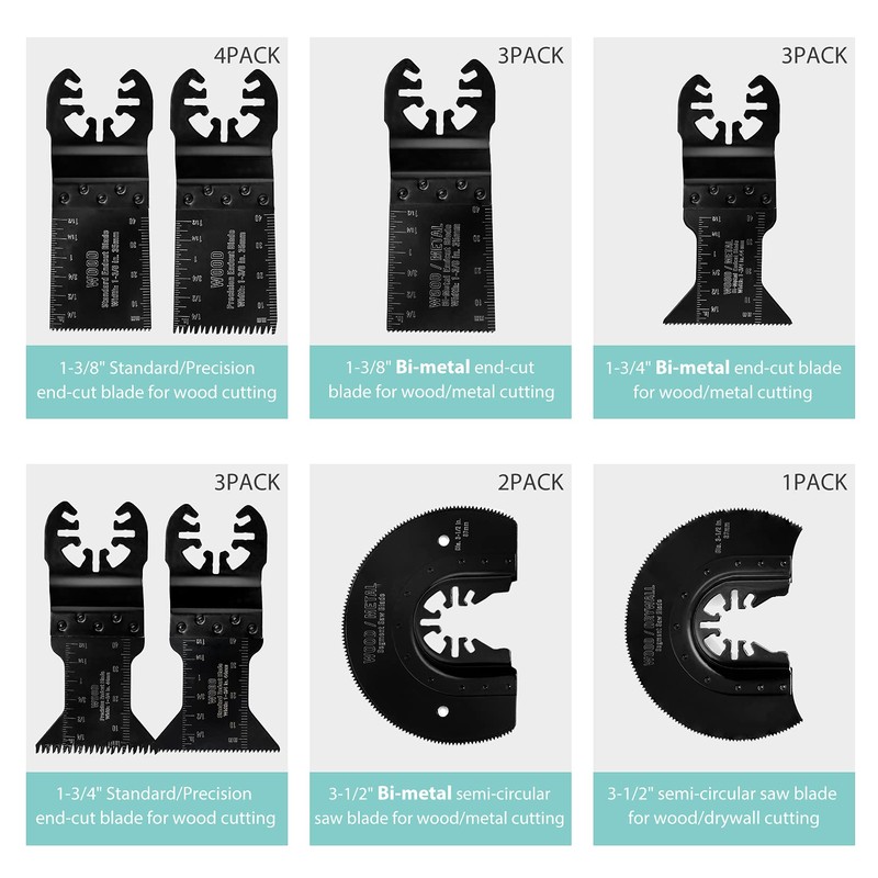WORKPRO 23-Piece Metal/Wood Oscillating Saw Blades Set for Quick Release