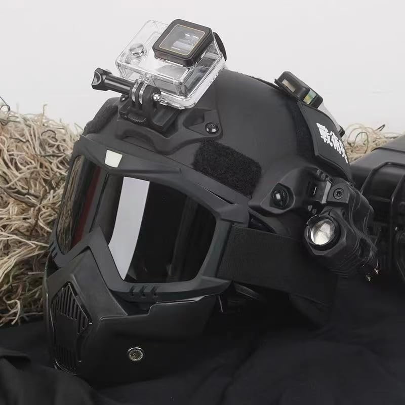 Mich Airsoft Helmet and Mask, with Side Rail for NVG