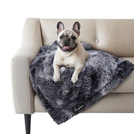 Luciphia Large Waterproof Dog Blanket for Pet Washable Liquid Proof Furniture Protector Shaggy Plush Calming Long Faux Fur Bed Cover for Couch Calming Cat Blankets for Medium, Tie-dye Grey, 30" x 40"