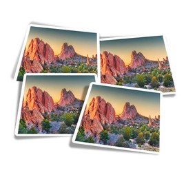 Vinyl Square Stickers (Set of 4) 10cm - Garden of the Gods Colorado Springs USA for Laptops, Tablets, Luggage, Scrap Booking, Fridges #50997
