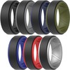 ThunderFit Anillos de boda de silicona para hombre, transpirable, 2