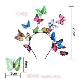 Aweisile Butterfly Fascinator Headband Butterfly Headbands Butterfly Headband Colourful Butterfly Headband with 8 Pieces Hair Clip Butterfly for Role Play Wedding